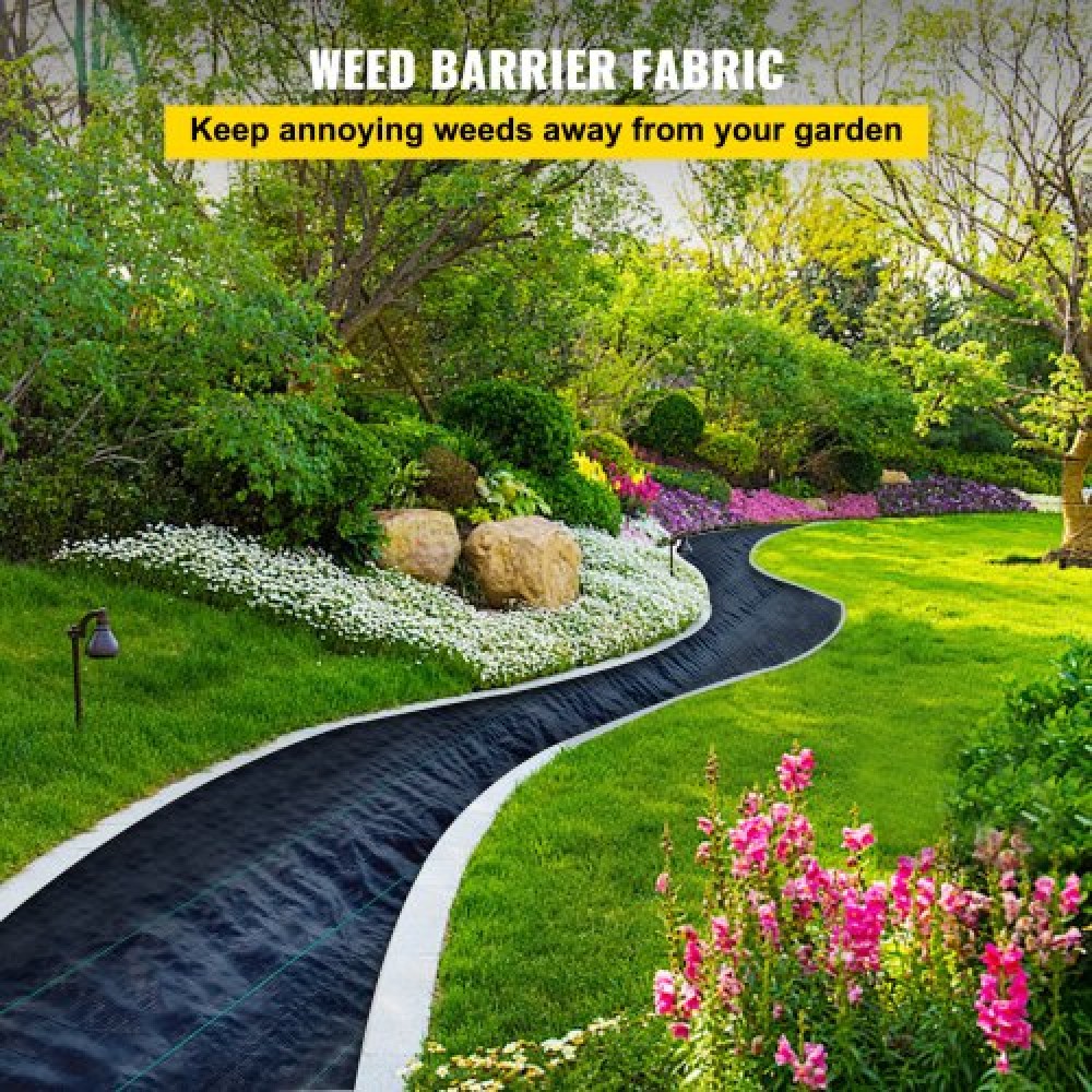 VEVOR Weed Barrier Landscape Fabric Geotextile Underlayment 6 x 250 FT PP Woven