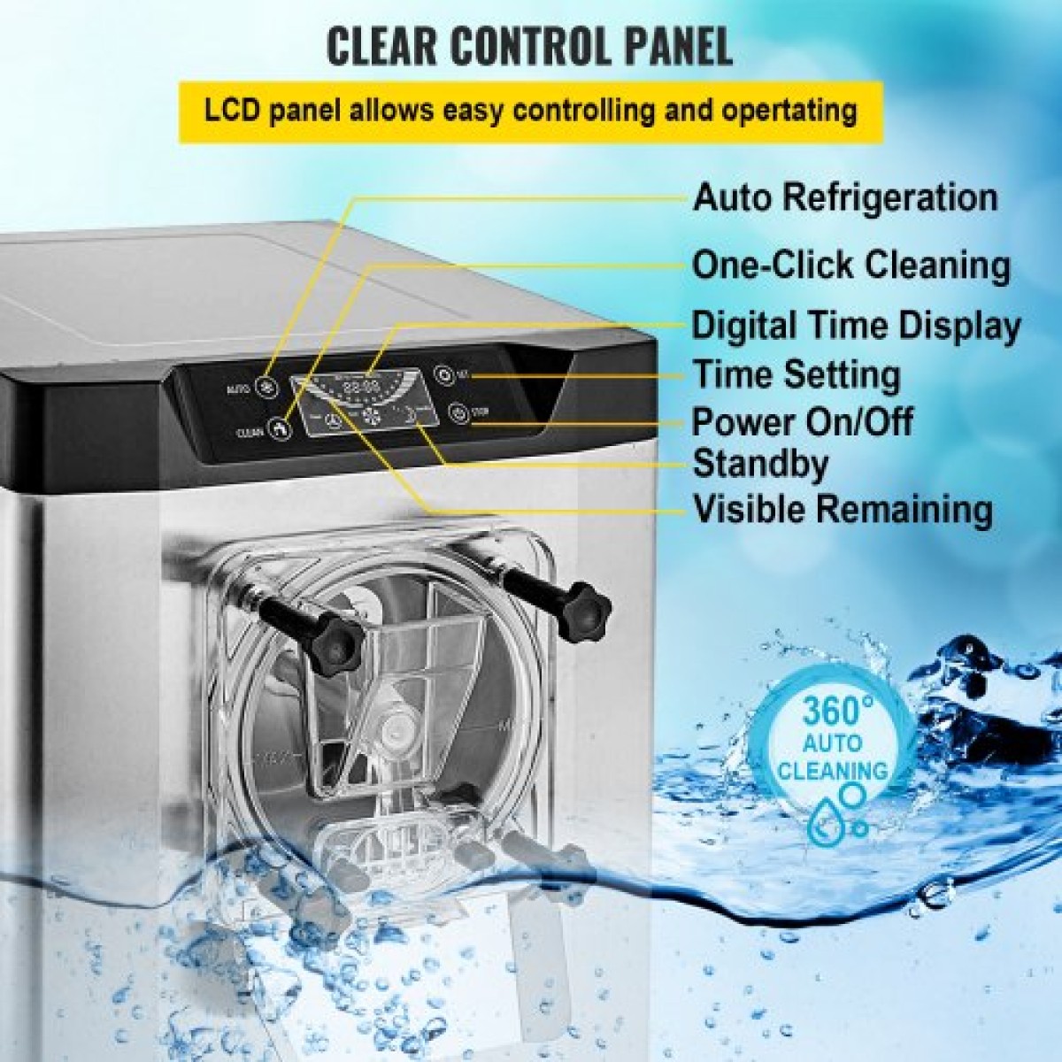 Εμπορική σκληρή παγωτομηχανή 3,5-4,4 UK Gallon/H Stainless Steel Ice Cream Maker