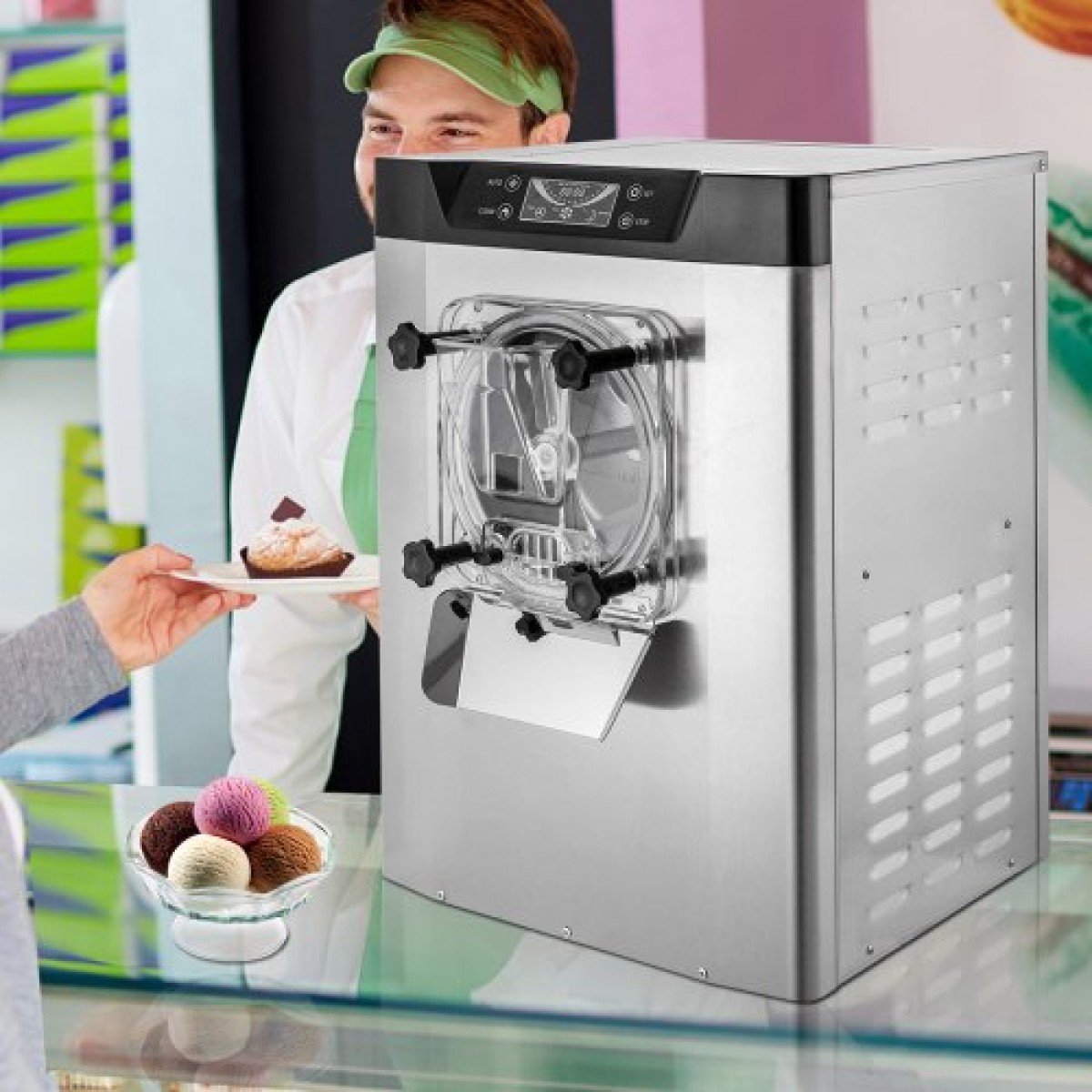 Εμπορική σκληρή παγωτομηχανή 3,5-4,4 UK Gallon/H Stainless Steel Ice Cream Maker
