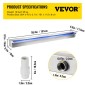 VEVOR Πισίνα Υπερχείλισης Καταρράκτη 151x11,5x8 cm Ανοξείδωτο Σιντριβάνι πισίνας με πολύχρωμη λωρίδα LED, σύνδεσμος σωλήνα, τηλεχειριστήριο, ανθεκτικό στη διάβρωση για λιμνούλα, εξωτερικός κήπος