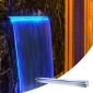 VEVOR Πισίνα Υπερχείλισης Καταρράκτη 151x11,5x8 cm Ανοξείδωτο Σιντριβάνι πισίνας με πολύχρωμη λωρίδα LED, σύνδεσμος σωλήνα, τηλεχειριστήριο, ανθεκτικό στη διάβρωση για λιμνούλα, εξωτερικός κήπος