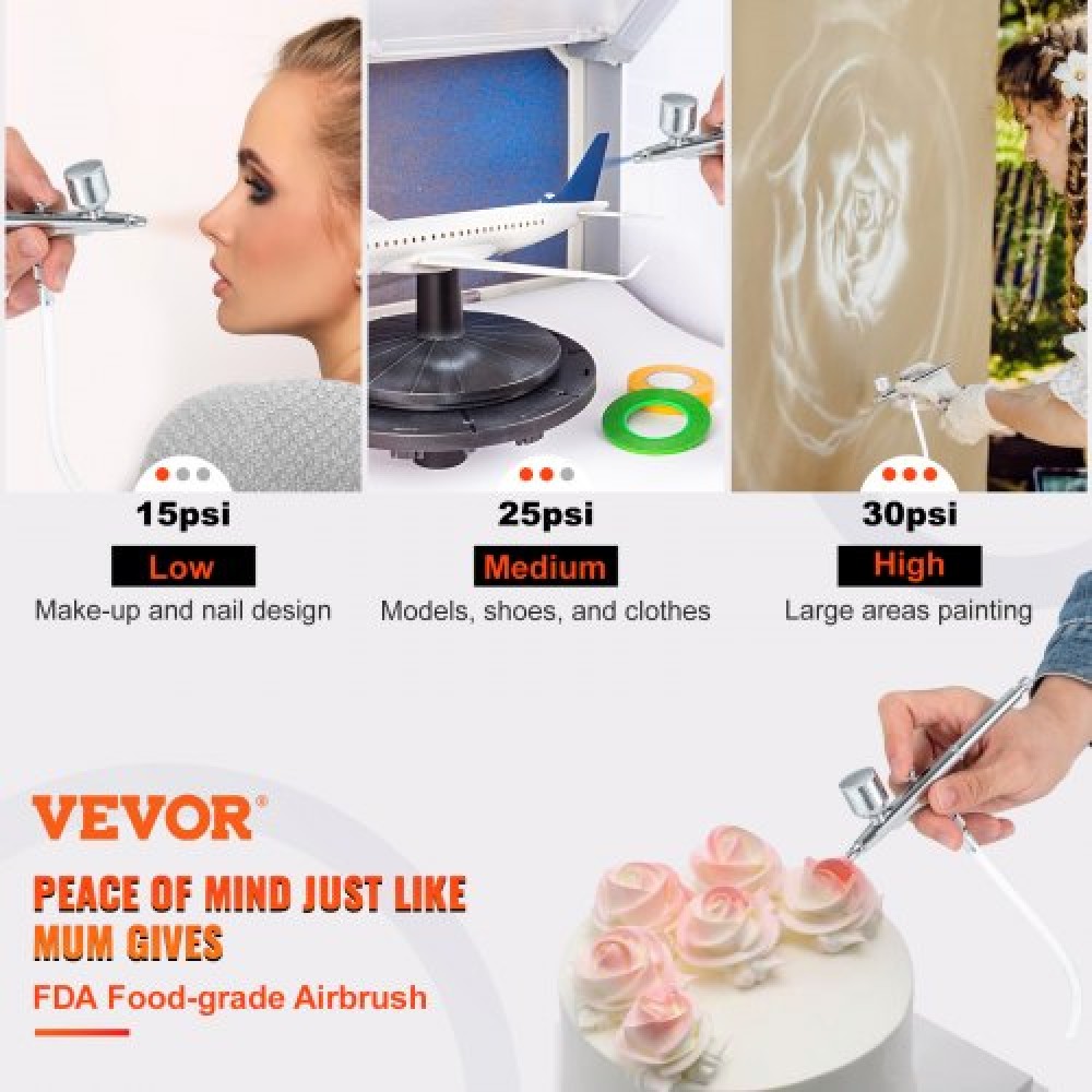Κιτ VEVOR Airbrush, φορητό σετ αερογράφου με συμπιεστή, κιτ συστήματος αερογράφου με αερογράφο πολλαπλών χρήσεων Gravity Feed, Art Nail Cookie Tattoo Makeup Cake Decorating Spray Model Craf