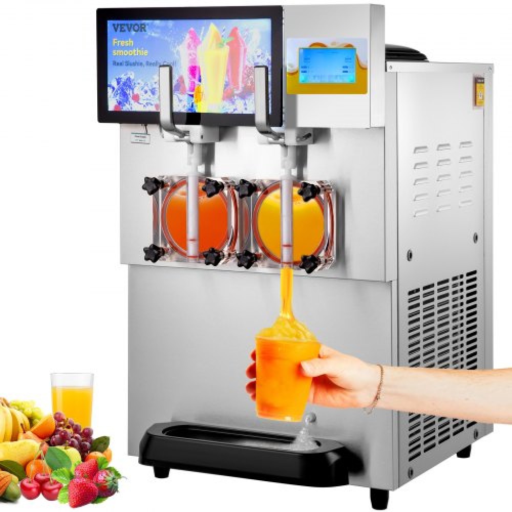 VEVOR 8L / 2,1 Gal Double Bowl Commercial Slushy Machine Margarita Smoothie Frozen Drink
