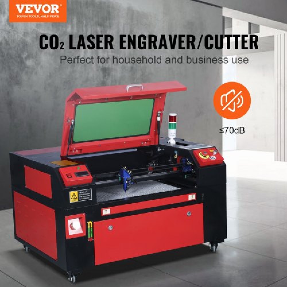 Μηχάνημα κοπής λέιζερ VEVOR 60W CO2, 41 x 61 cm (16 x 24 in), 500 mm/s (19,7 IPS) με 2-Way Pass Air Assist, Συμβατό με LightBurn, CorelDRAW, AutoCAD, Windows, Mac OS, Linux, για Fabric More Acry