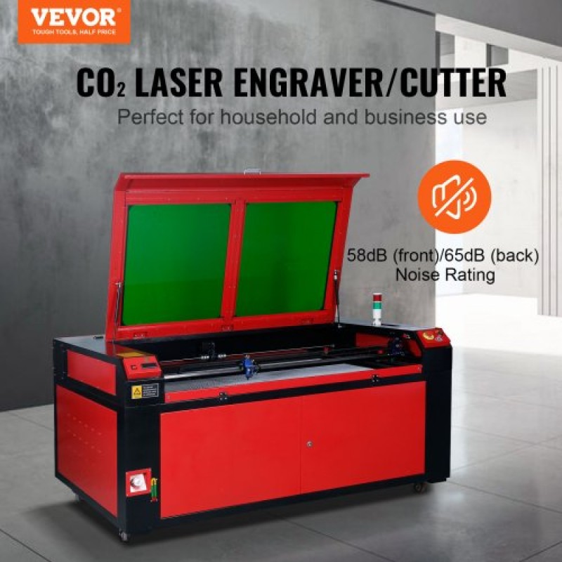 Μηχάνημα κοπής λέιζερ VEVOR 130W CO2, 89 x 140 cm (35 x 55 ίντσες), 500 mm/s (19,7 IPS) με 2-Way Pass Air Assist, Συμβατό με LightBurn, CorelDRAW, AutoCAD, Windows, Mac OS, Περισσότερα Acry Fabric, για Wood