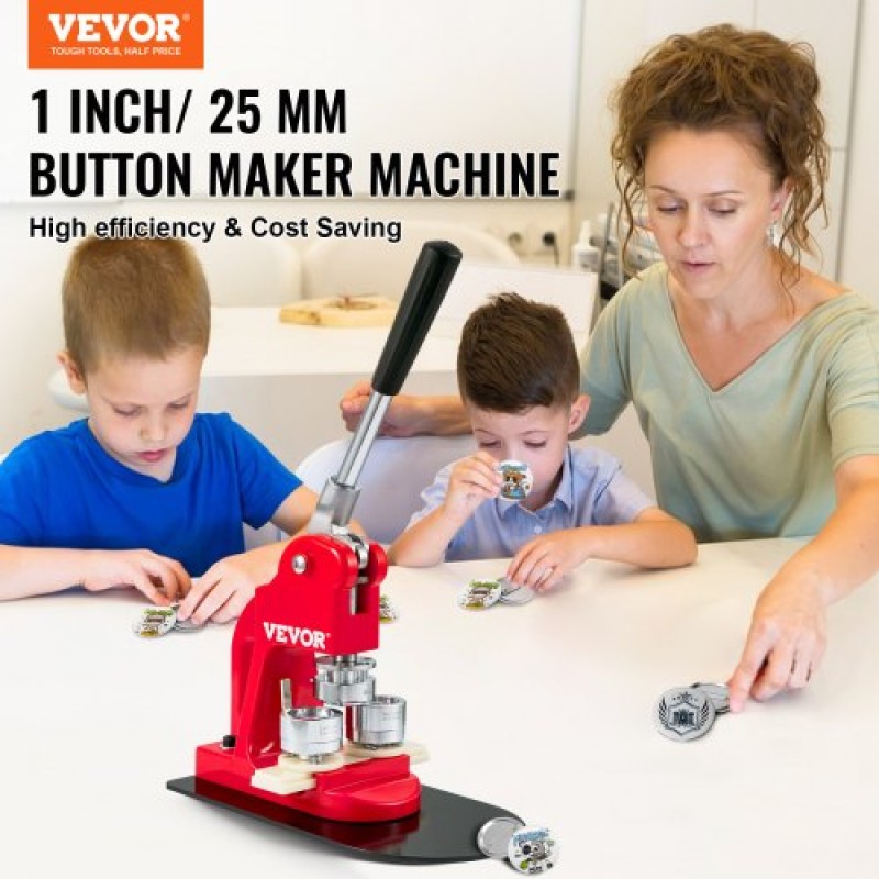 Μηχάνημα κουμπιών VEVOR, 25mm (1 ίντσα) Badge Punch Press Kit, Children DIY Gifts Pin Maker, Button Making Supplies with 500pcs Button Parts & Circle Cutter & Magic Book