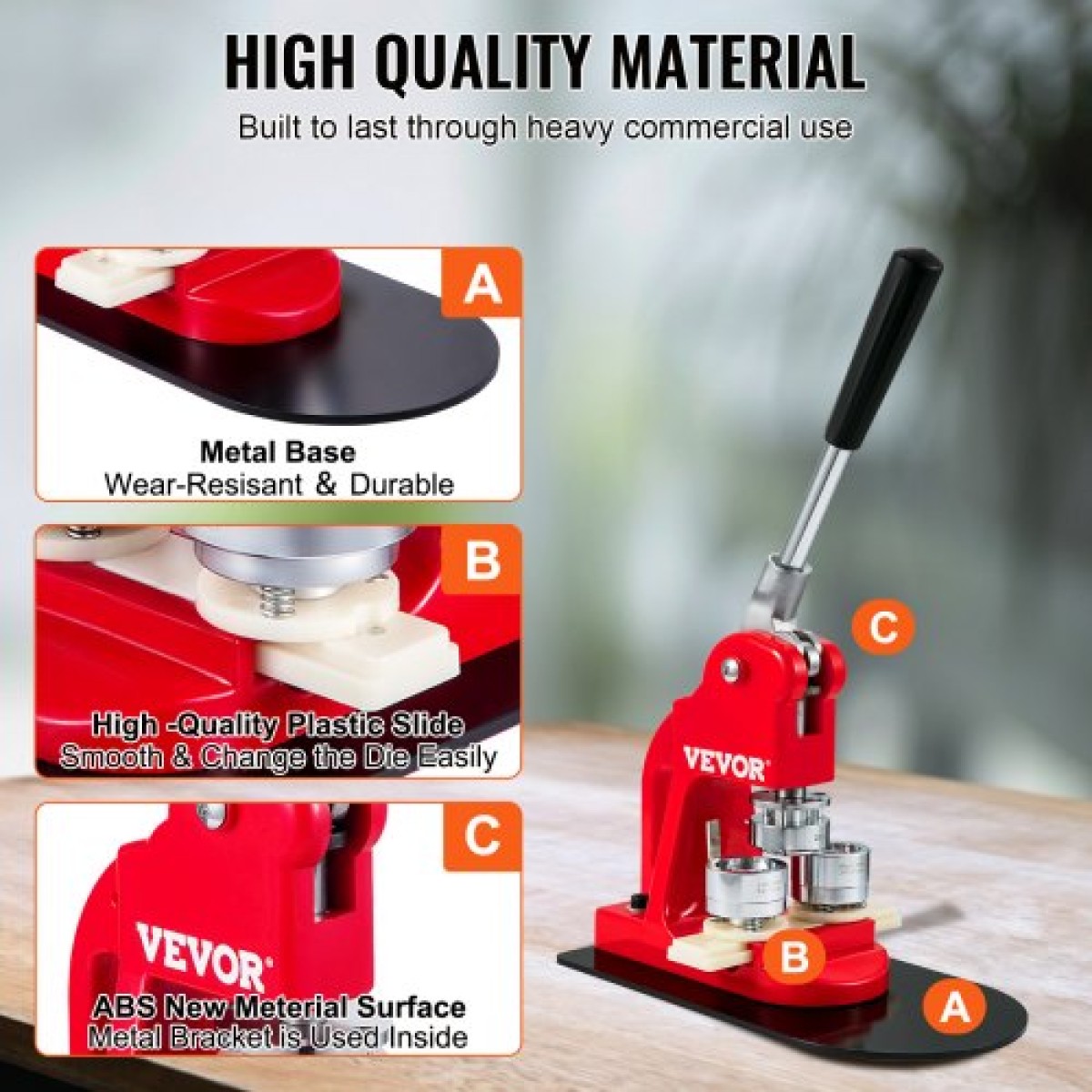 Μηχάνημα κουμπιών VEVOR, 25mm (1 ίντσα) Badge Punch Press Kit, Children DIY Gifts Pin Maker, Button Making Supplies with 500pcs Button Parts & Circle Cutter & Magic Book