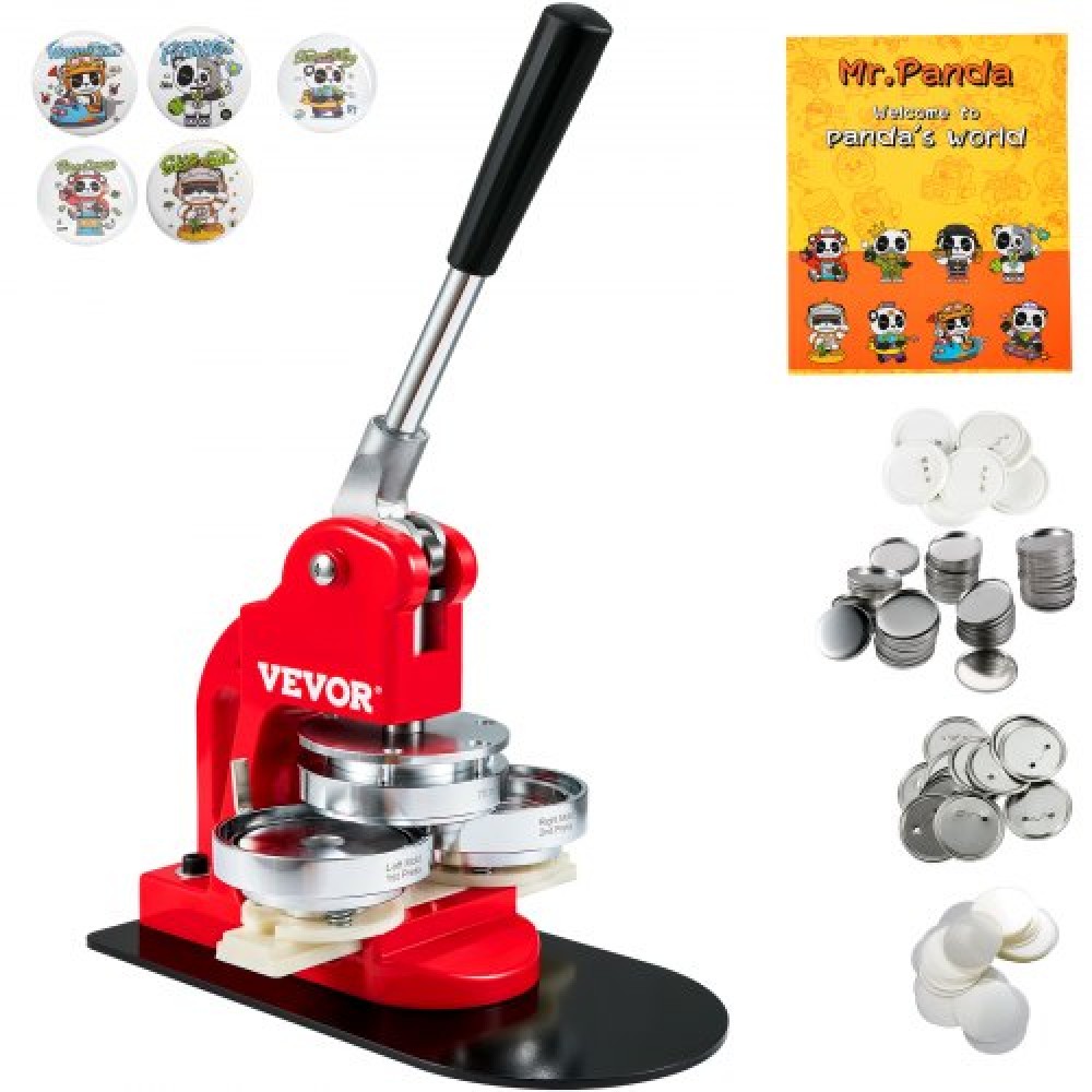 VEVOR Button Maker Machine, 75 mm (3 inch) Badge Punch Press Kit, Children DIY Gifts Pin Maker, Button Making Supplies with 500pcs Button Parts & Circle Cutter & Magic Book