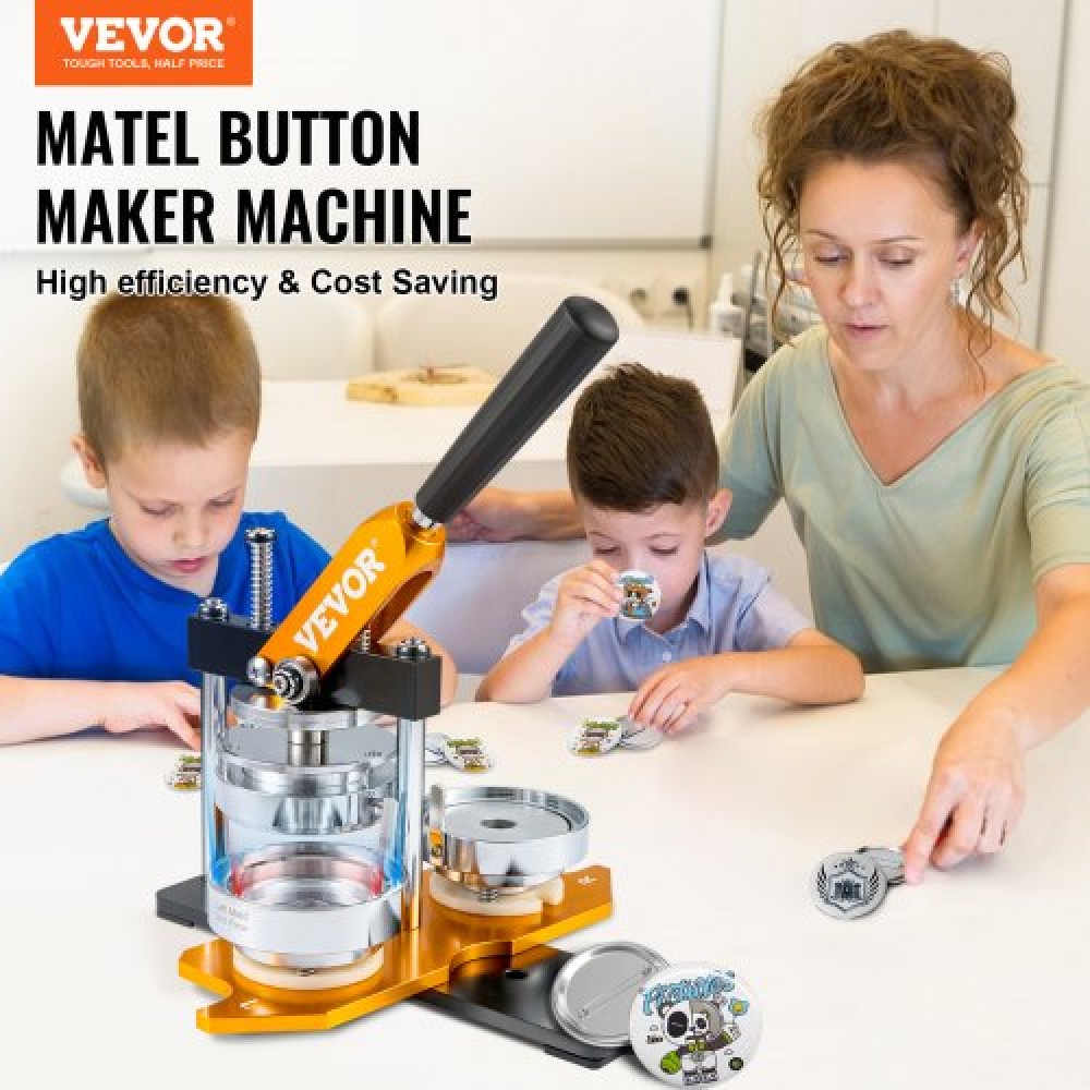 VEVOR Button Maker Machine, 75 mm (3 inch) Badge Punch Press Kit, Children DIY Gifts Pin Maker, Button Making Supplies with 100pcs Button Parts & Circle Cutter & Magic Book