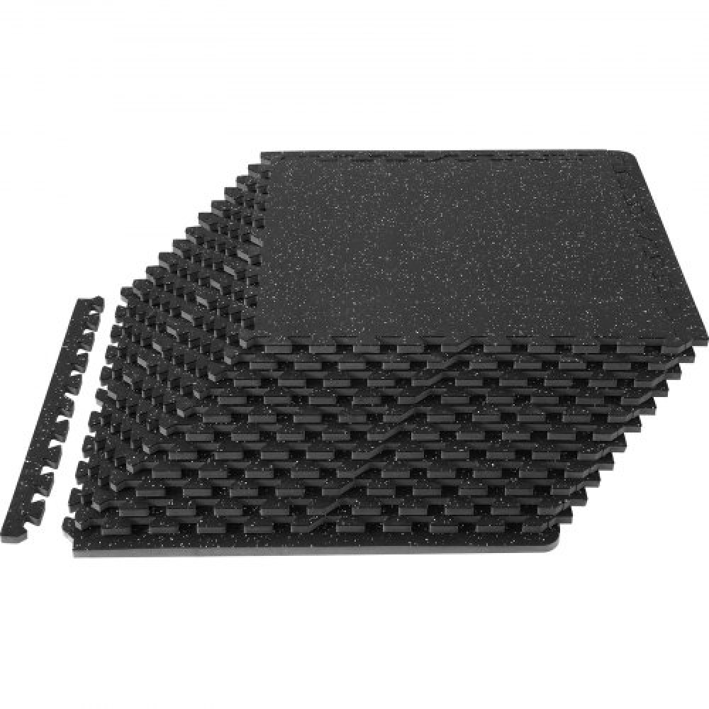 VEVOR 12 ΤΕΜ. Πατάκια γυμναστικής πάχους 12,70 mm, 60,96 x 60,96 cm EVA Foam & Rubber Top Interlocking Workout πατάκια με κάλυψη 4,46 m², Αδιάβροχο δάπεδο παζλ γυμναστικής για γυμναστήριο, σπίτι, γκαράζ, υπόγειο