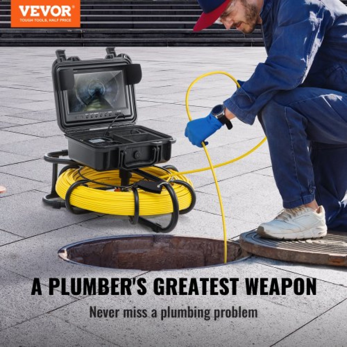 VEVOR Sewer Camera Pipe Inspection Camera 22,9 cm 720p Screen Pipe Camera 91,4m