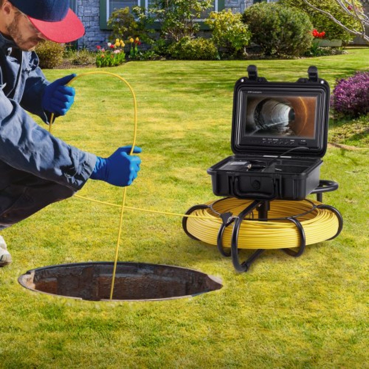 VEVOR Sewer Camera Pipe Inspection Camera 22,9 cm 720p Screen Pipe Camera 91,4m