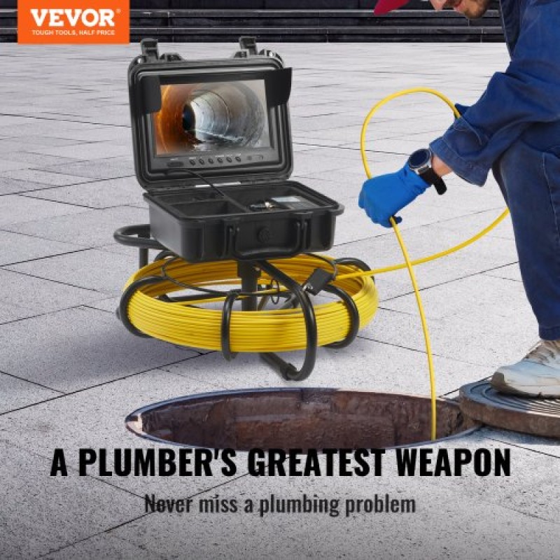 VEVOR Sewer Camera Pipe Inspection Camera 22,9cm 720p Screen Pipe Camera 50,3m
