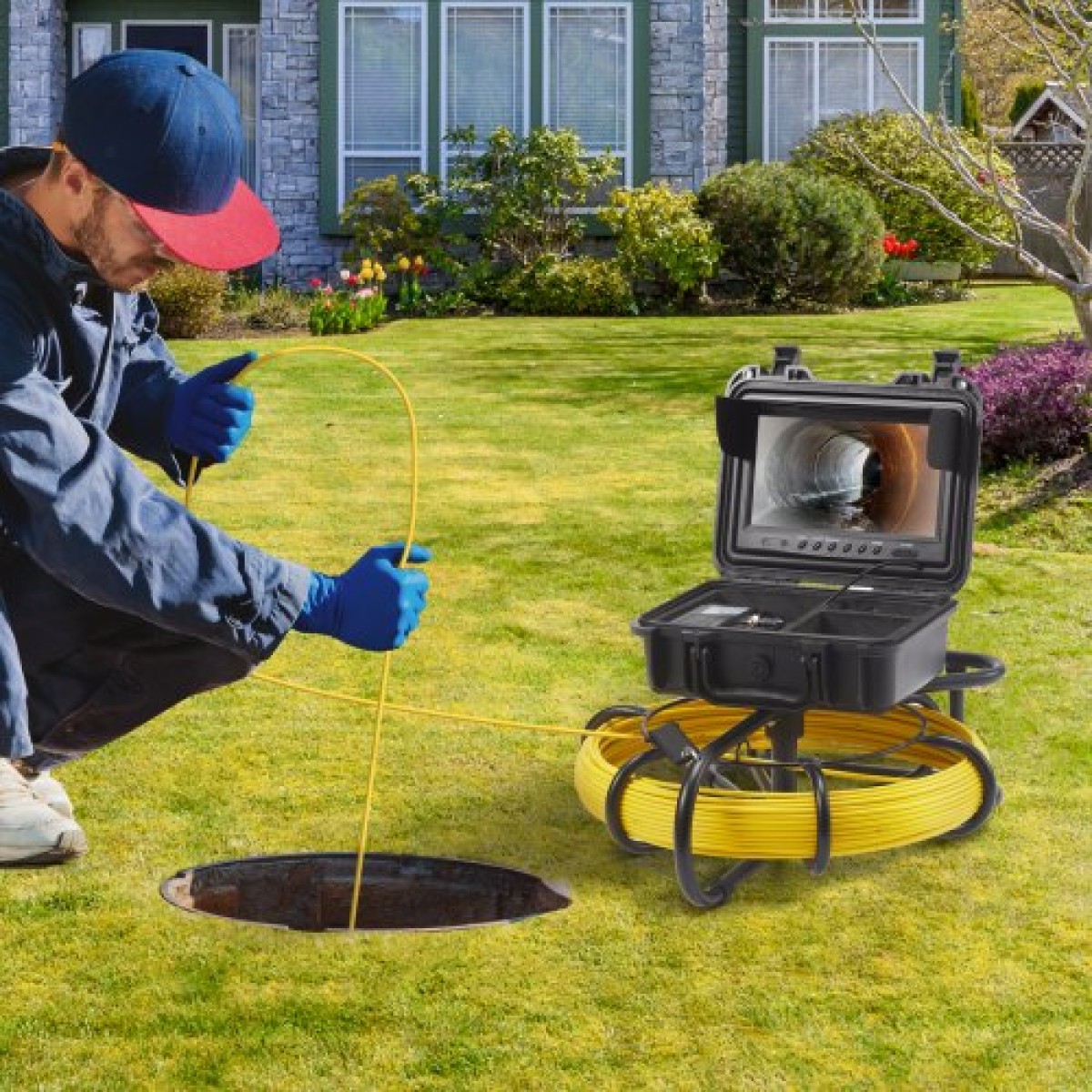 VEVOR Sewer Camera Pipe Inspection Camera 22,9cm 720p Screen Pipe Camera 50,3m