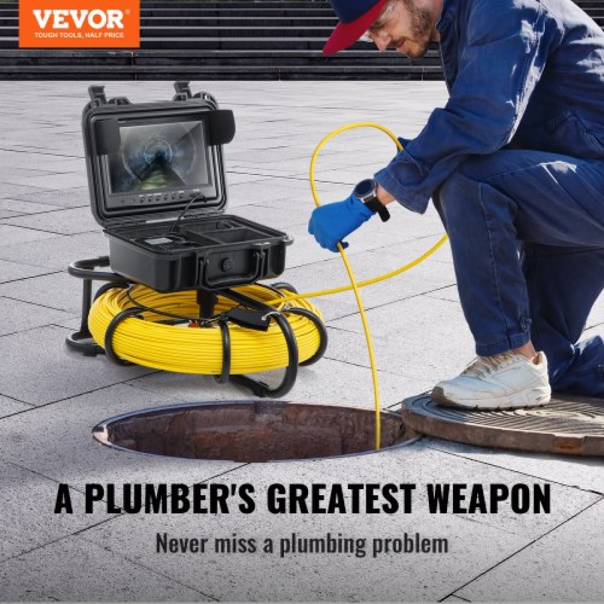 VEVOR Sewer Camera Pipe Inspection Camera 22,9 cm 720p Screen Pipe Camera 119,8m