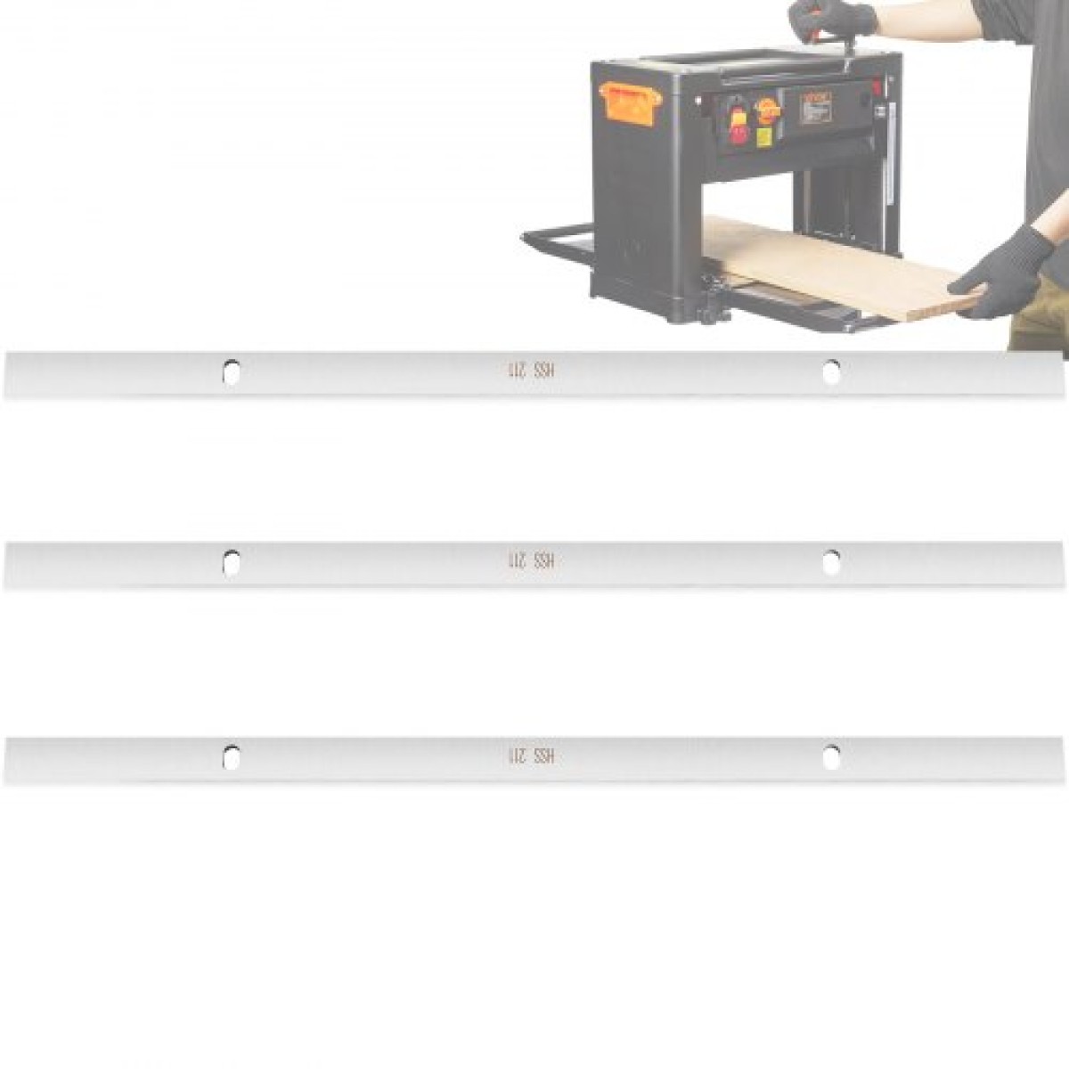 VEVOR Planer Blades Knives, 13 ιντσών Thickness Planer Knives, 2 mm Thickened High Speed ​​Steel Replacement HRC55-60 Hardness, Βολικές οπές στερέωσης για ξυλουργικές εργασίες, οικιακές DIY, Βιομηχανίες, Σετ των 3