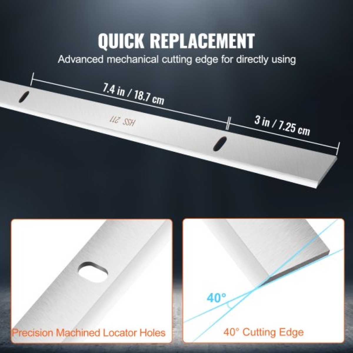VEVOR Planer Blades Knives, 13 ιντσών Thickness Planer Knives, 2 mm Thickened High Speed ​​Steel Replacement HRC55-60 Hardness, Βολικές οπές στερέωσης για ξυλουργικές εργασίες, οικιακές DIY, Βιομηχανίες, Σετ των 3
