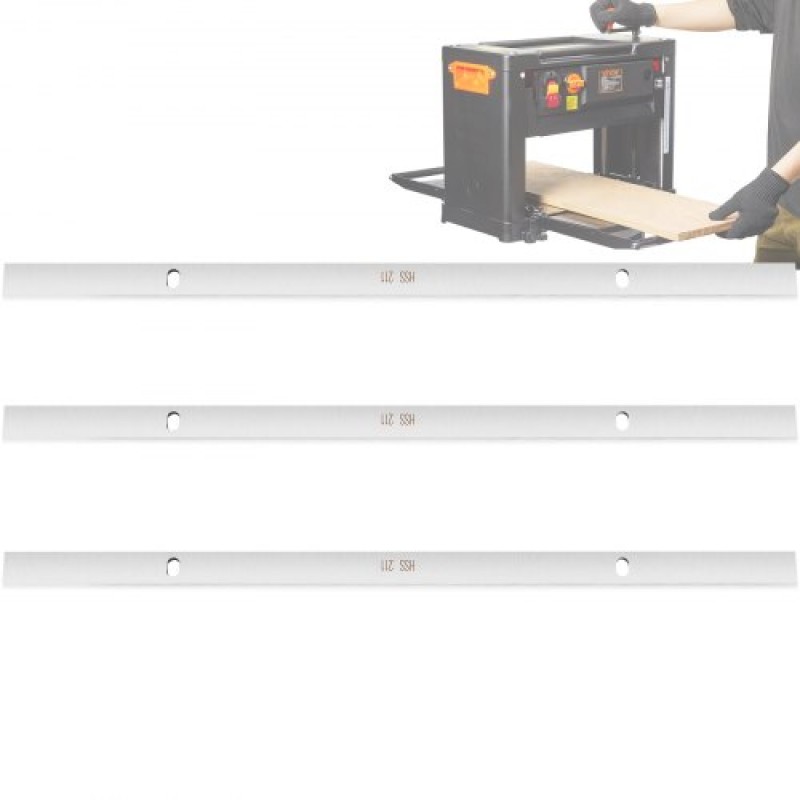 VEVOR Planer Blades Knives, 13 ιντσών Thickness Planer Knives, 2 mm Thickened High Speed ​​Steel Replacement HRC55-60 Hardness, Βολικές οπές στερέωσης για ξυλουργικές εργασίες, οικιακές DIY, Βιομηχανίες, Σετ των 3