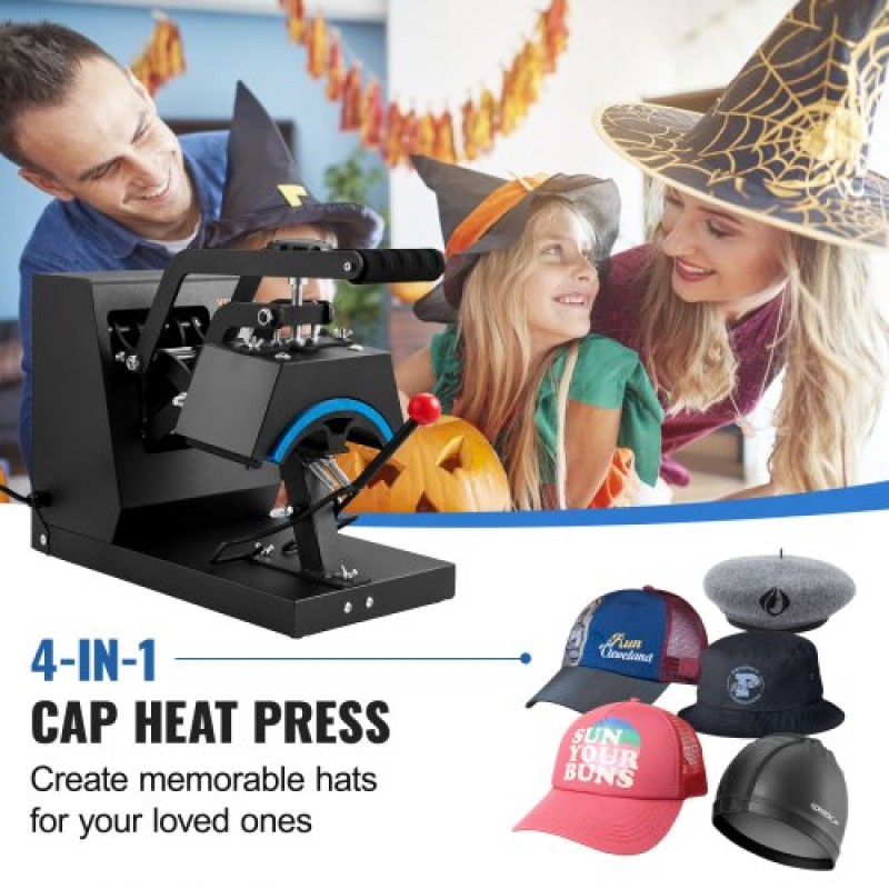 VEVOR Hat Heat Press, 4-in-1 Cap Heat Press Machine, 15,24 x 7,6 cm Clamshell Sublimation Transfer, LCD Digital Timer Temperature Control with 4pcs Curved Heating Elements (15,24 x 7,6/17x6,86/17x6,86/20,57 cm)8.
