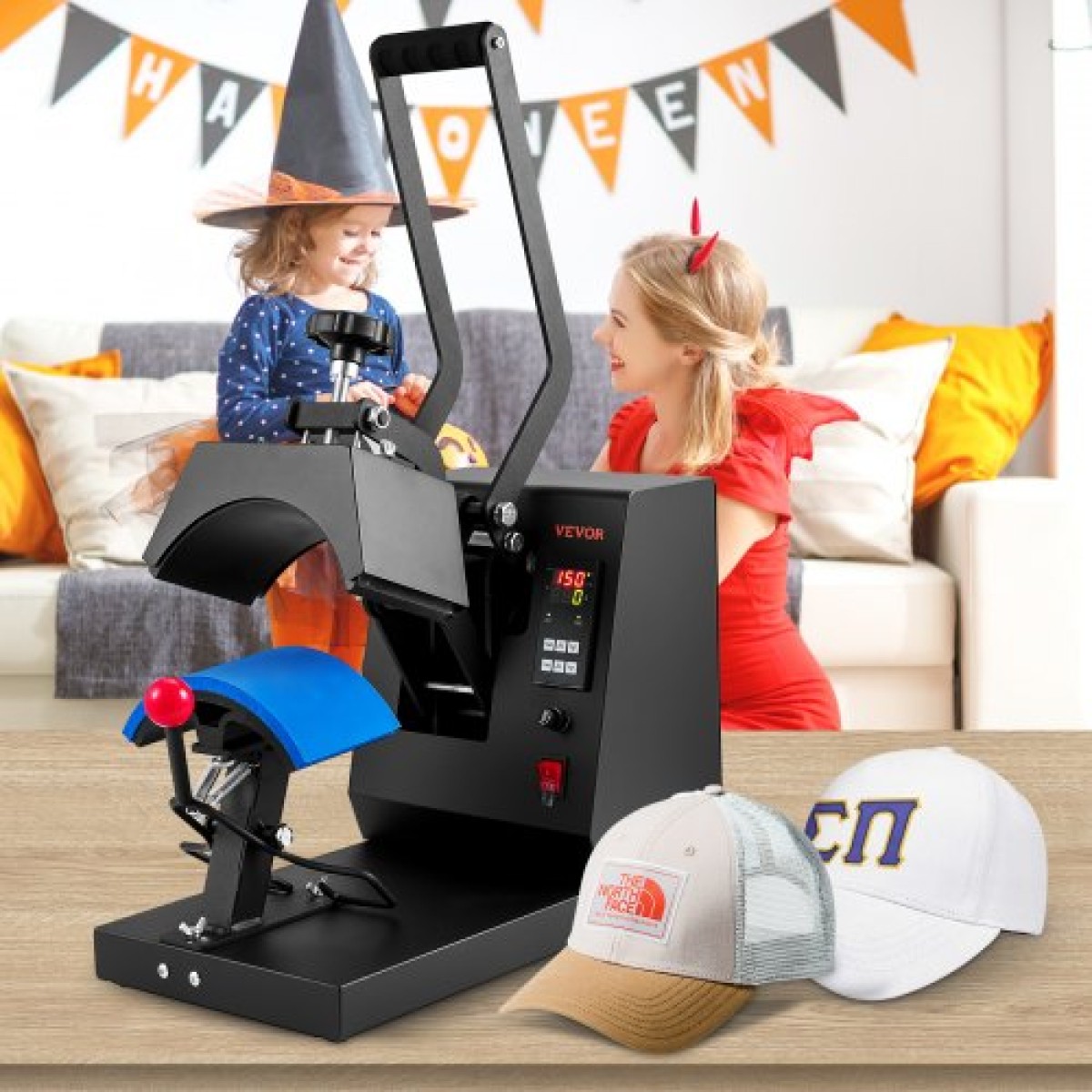 VEVOR Hat Heat Press, 4-in-1 Cap Heat Press Machine, 15,24 x 7,6 cm Clamshell Sublimation Transfer, LCD Digital Timer Temperature Control with 4pcs Curved Heating Elements (15,24 x 7,6/17x6,86/17x6,86/20,57 cm)8.