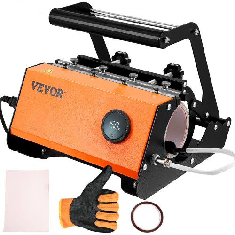 VEVOR Mug Heat Press Machine, 850,5 g Tumbler Heat Press Machine, Sublimation Transfer 311,84-425,2 g 453,59-708,7 g 850,5 g Straight Skinny Tumblers, Cup Heat Press with Heat-resist Gloves & Tape, DIY Cups Ceramic Mugs