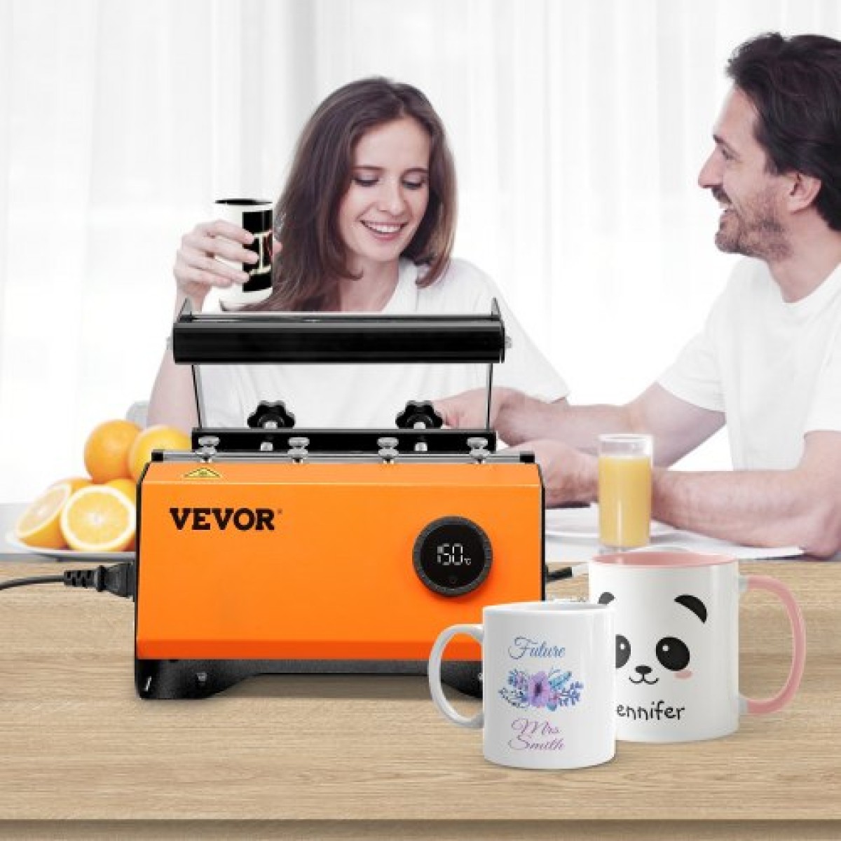 VEVOR Mug Heat Press Machine, 850,5 g Tumbler Heat Press Machine, Sublimation Transfer 311,84-425,2 g 453,59-708,7 g 850,5 g Straight Skinny Tumblers, Cup Heat Press with Heat-resist Gloves & Tape, DIY Cups Ceramic Mugs