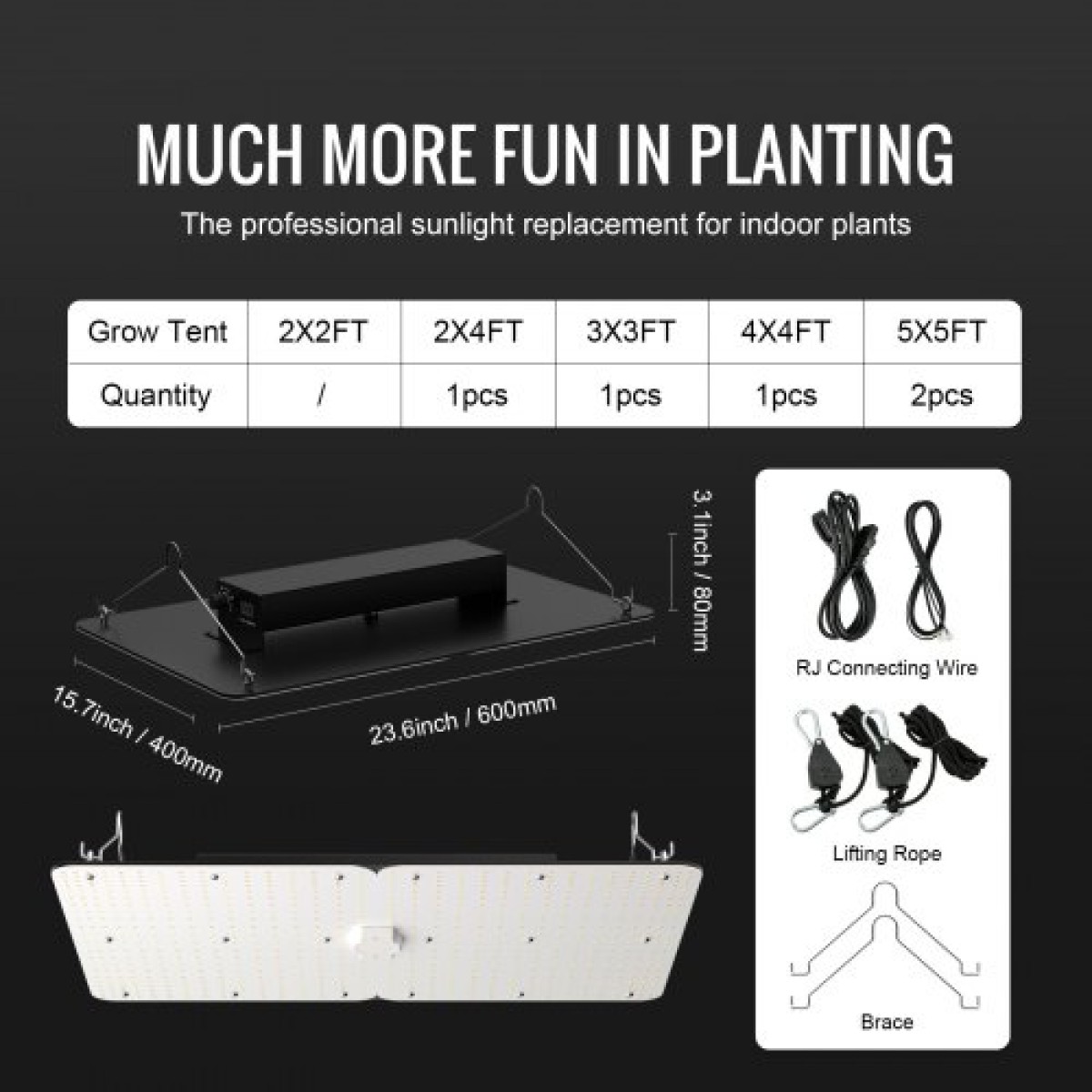 VEVOR LED Grow Light, 300W πλήρους φάσματος με δυνατότητα ρύθμισης φωτισμού, υψηλής απόδοσης Samsung 2B1B Diodes Growing Lamp for Indoor Plants Seedling Veg and Bloom Greenhouse Growing, Daisy Chain Driver for 91,4 x 91,4 / 121,9 x 121,9 cm Grow Tent
