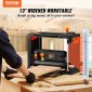 Πλάνη πάχους VEVOR, δύο ταχυτήτων, πλάτος 33 cm Πλάνη πάγκου για τραπέζι εργασίας, Ισχυρό μοτέρ 15 αμπέρ 2000W με τρεις λεπίδες, Εκτεταμένο τραπέζι τροφοδοσίας 30,5 cm, Χαμηλό θόρυβο για αφαίρεση υλικού σκληρού και μαλακού ξύλου