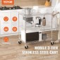 VEVOR Kitchen Utility Cart, 3 επιπέδων βαρέως τύπου ρυθμιζόμενο συρμάτινο ράφι αποθήκευσης, επαγγελματικό ατσάλινο καρότσι σέρβις σε ρόδες, τραπέζι εργασίας με λαβή, για γκαράζ και πλυσταριό, 76x46x91 cm