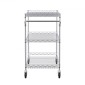 VEVOR Kitchen Utility Cart, 3 επιπέδων βαρέως τύπου ρυθμιζόμενο συρμάτινο ράφι αποθήκευσης, επαγγελματικό ατσάλινο καρότσι σέρβις σε ρόδες, τραπέζι εργασίας με λαβή, για γκαράζ και πλυσταριό, 76x46x91 cm