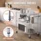 VEVOR Kitchen Utility Cart, 3 επιπέδων βαρέως τύπου ρυθμιζόμενο συρμάτινο ράφι αποθήκευσης, επαγγελματικό ατσάλινο καρότσι σέρβις σε ρόδες, τραπέζι εργασίας με λαβή, για γκαράζ και πλυσταριό, 76x46x91 cm