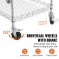 VEVOR Kitchen Utility Cart, 3 επιπέδων βαρέως τύπου ρυθμιζόμενο συρμάτινο ράφι αποθήκευσης, επαγγελματικό ατσάλινο καρότσι σέρβις σε ρόδες, τραπέζι εργασίας με λαβή, για γκαράζ και πλυσταριό, 76x46x91 cm