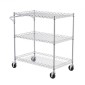 VEVOR Kitchen Utility Cart, 3 επιπέδων βαρέως τύπου ρυθμιζόμενο συρμάτινο ράφι αποθήκευσης, επαγγελματικό ατσάλινο καρότσι σέρβις σε ρόδες, τραπέζι εργασίας με λαβή, για γκαράζ και πλυσταριό, 76x46x91 cm