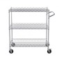 VEVOR Kitchen Utility Cart, 3 επιπέδων βαρέως τύπου ρυθμιζόμενο συρμάτινο ράφι αποθήκευσης, επαγγελματικό ατσάλινο καρότσι σέρβις σε ρόδες, τραπέζι εργασίας με λαβή, για γκαράζ και πλυσταριό, 76x46x91 cm