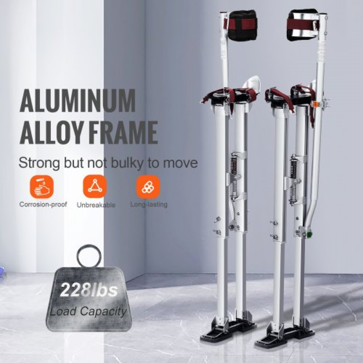 Ξυλοπόδαρα VEVOR Γυψοσανίδας, 91,4 cm-127 cm Ρυθμιζόμενα ξυλάκια εργαλείων από αλουμίνιο με προστατευτικά επιγονατάκια, ανθεκτικά και αντιολισθητικά ξυλάκια εργασίας για ζωγραφική σε φύλλο, περπάτημα, ταινία, ασήμι