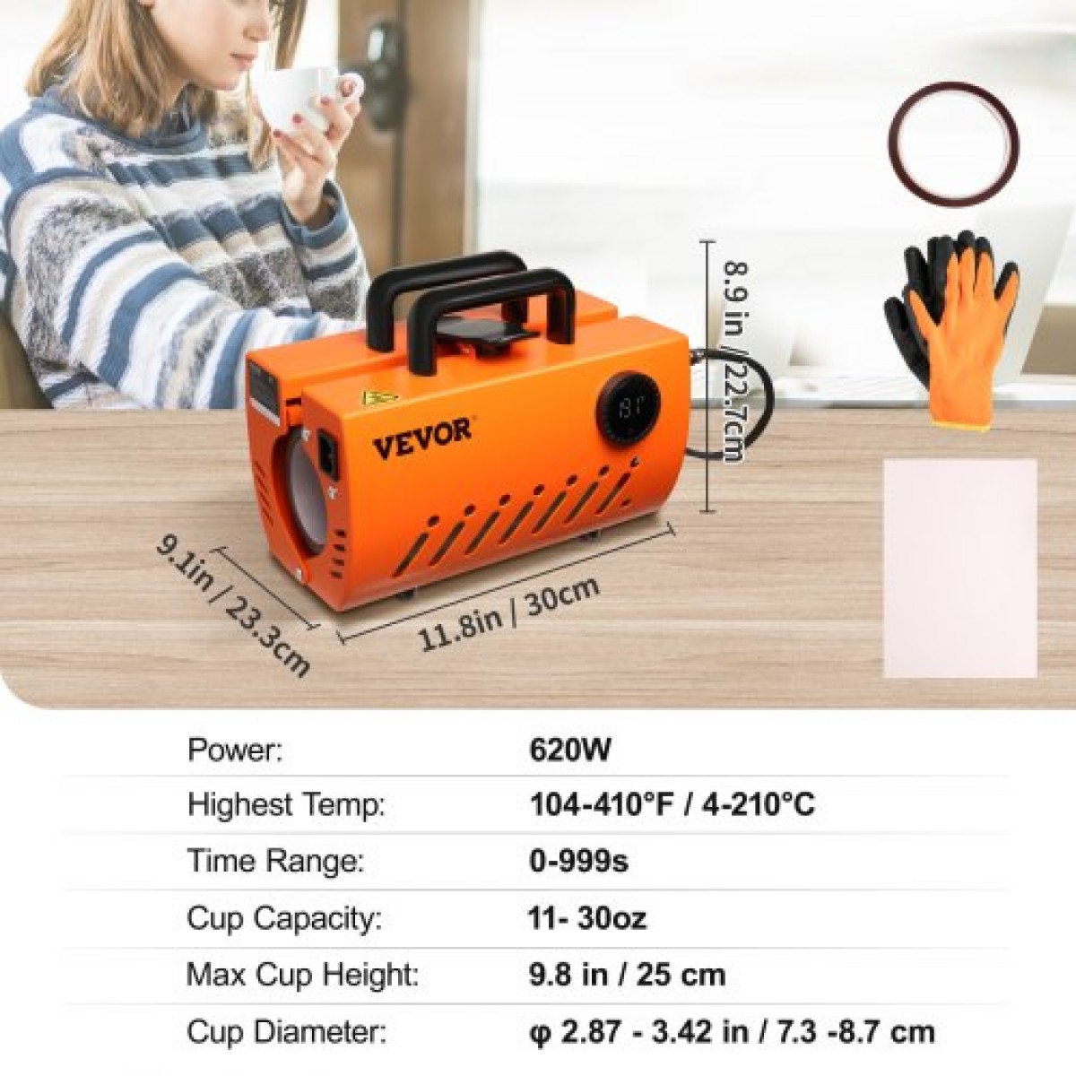 VEVOR Mug Heat Press Tumbler Heat Press Machine Sublimation Blanks 325-450 ml 887 ml
