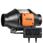 VEVOR Inline Duct Fan, 102mm 129,7 CFM Quiet EC-motor Ventilation Exhaust Fan, with Temperature Humidity Controller for Cooling Booster, Grow Tents, Hydroponics