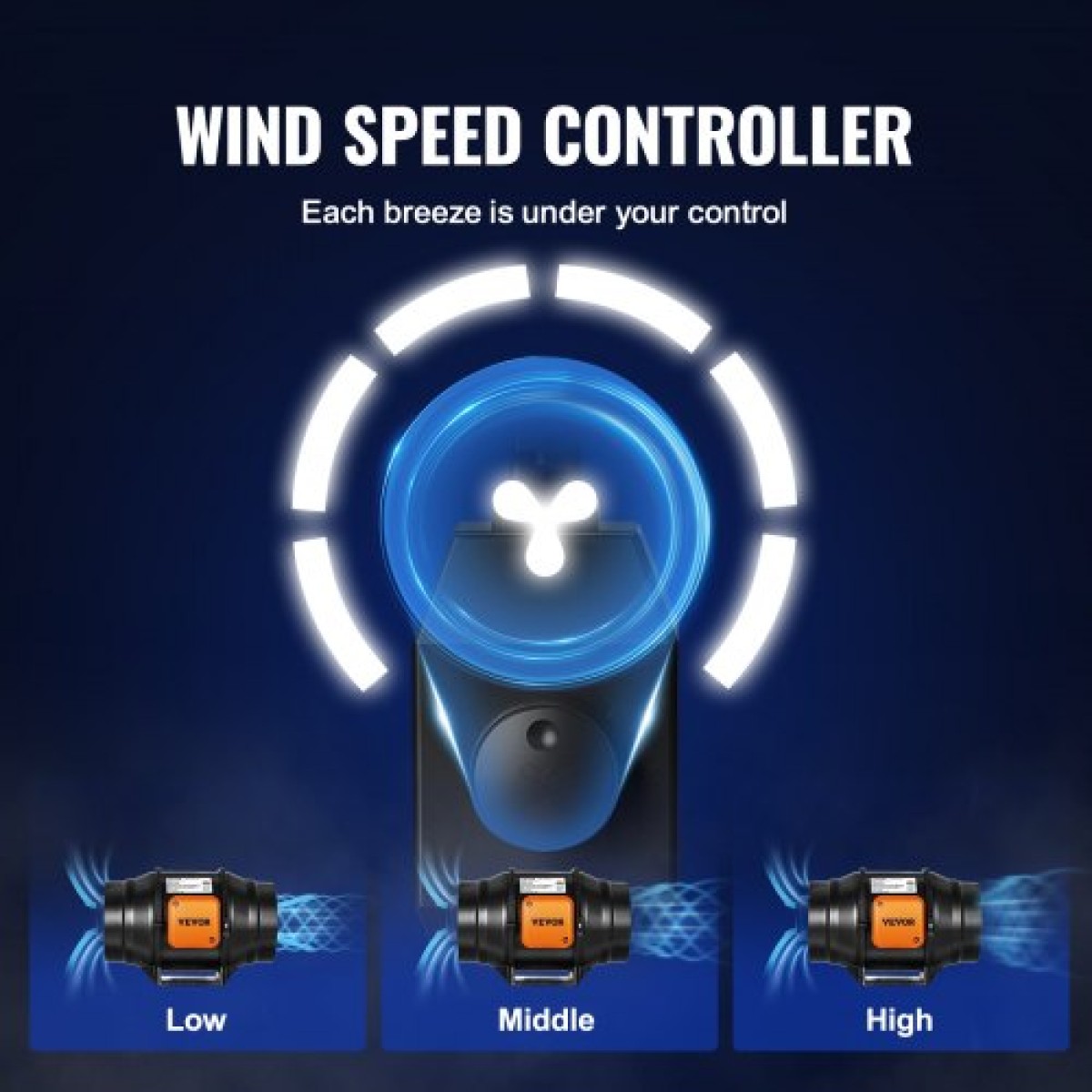 Ενσωματωμένος ανεμιστήρας VEVOR, 152,4 mm 323,7 CFM με ελεγκτή μεταβλητής ταχύτητας, αθόρυβος ανεμιστήρας εξάτμισης με κινητήρα AC για ενισχυτή ψύξης, σκηνές ανάπτυξης, υδροπονία