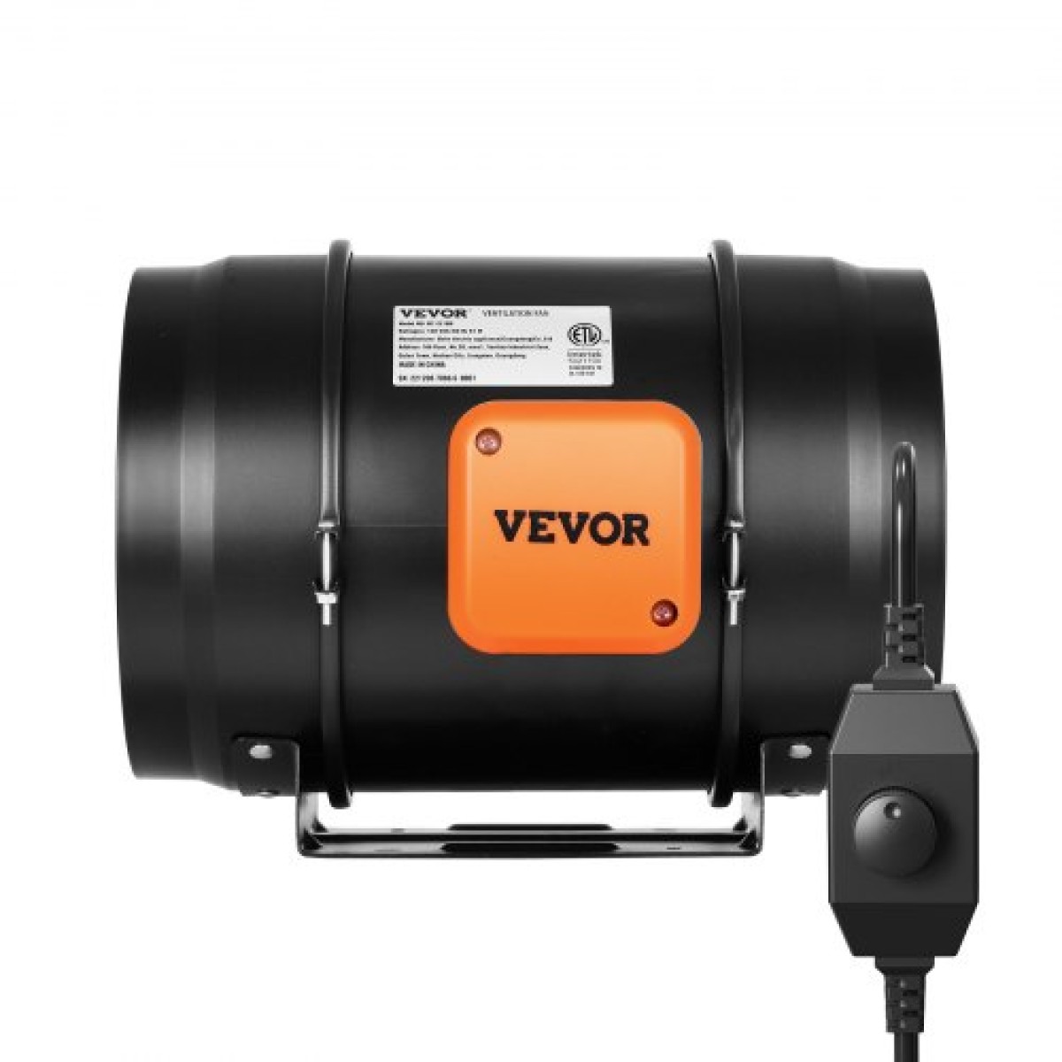 Ενσωματωμένος ανεμιστήρας VEVOR, 203,2 mm 506,2 CFM με ελεγκτή μεταβλητής ταχύτητας, αθόρυβος ανεμιστήρας εξαερισμού με κινητήρα AC για ενισχυτή ψύξης, σκηνές ανάπτυξης, υδροπονία