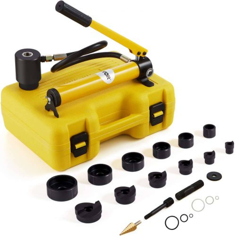 VEVOR 10 Ton Hydraulic Knockout Punch Kit, 1/2" έως 2" Conduit Hole Cutter Set, KO Tool Kit with Puncher 6 Piece, Metal Sheet Driver tools, for aluminium, Brass, Inox, Fiberglass and Plastic