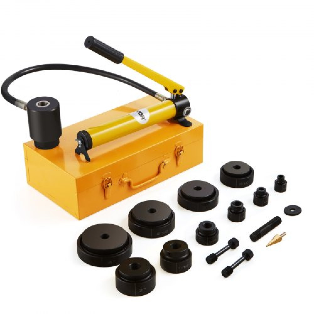 VEVOR 15 Ton Hydraulic Knockout Punch Driver Kit Hole Tool 12,7mm-101,6mm with 10 Die