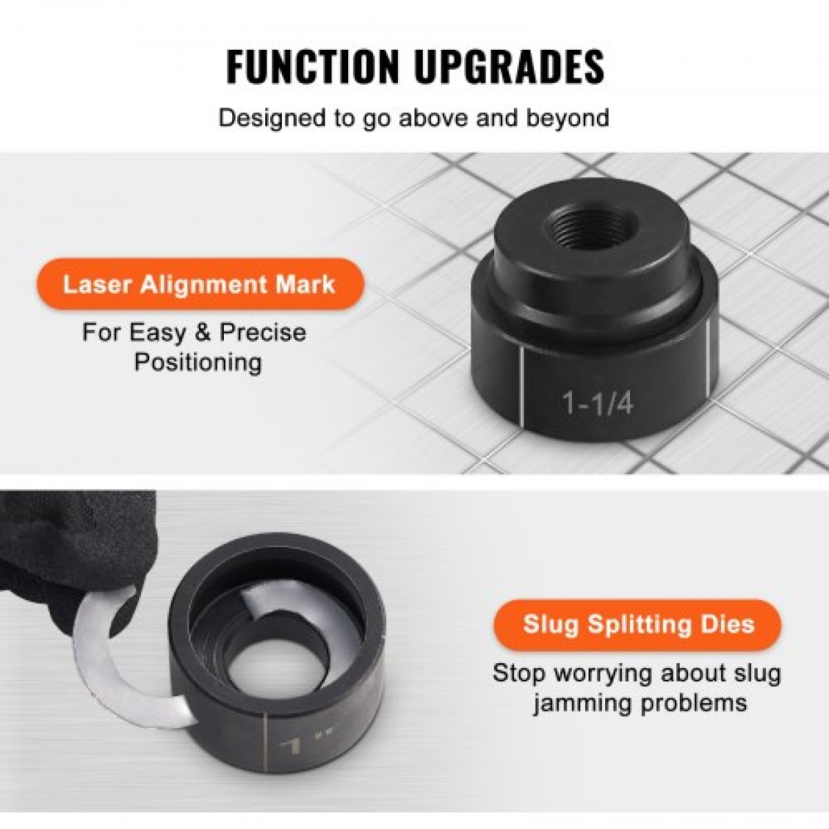 VEVOR 15 Ton Hydraulic Knockout Punch Driver Kit Hole Tool 12,7mm-101,6mm with 10 Die
