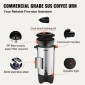VEVOR Commercial Coffee Urn, 50 φλιτζάνια από ανοξείδωτο ατσάλι, μεγάλος διανομέας καφέ, 1000W 220V ηλεκτρική καφετιέρα για γρήγορη παρασκευή, δοχείο ζεστού νερού με αποσπώμενο καλώδιο ρεύματος για εύκολο καθάρισμα, ασημί