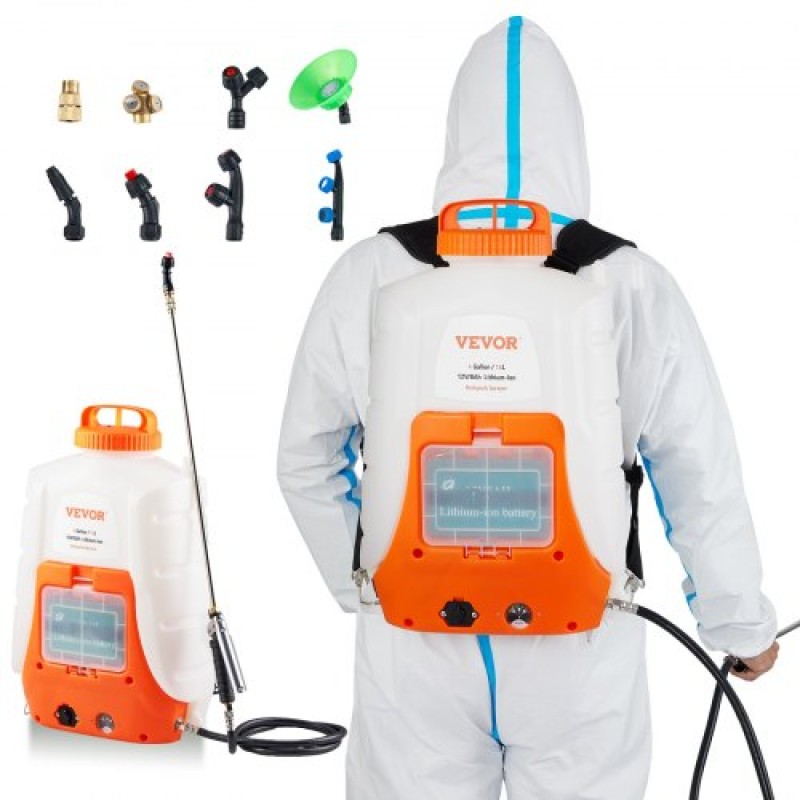 VEVOR Battery Powered Backpack Sprayer 15,1 L Tank 0-90 PSI Adjustable Pressure