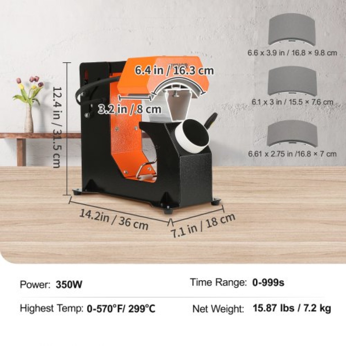 VEVOR καπέλο Heat Press, 3-σε-1 Auto Cap Heat Press Machine, 6,4x3,5in Clamshell Sublimation Transfer, Automatic Release&Press Snob-style Digital Control Panel with 3 τμχ Αντικαταστάσιμα μαξιλαράκια θέρμανσης