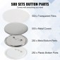 VEVOR 500 Sets 2,25 ιντσών 58 mm κουμπιά κουμπιά καρφίτσας, εξαρτήματα στρογγυλού κουμπιού DIY, το σετ περιλαμβάνει μεταλλικό επάνω μέρος, πλαστικό/μεταλλικό κουμπί, διαφανές φιλμ και κενό χαρτί για δώρα, μηχάνημα ΔΕΝ περιλαμβάνεται