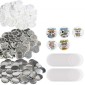 VEVOR 500 Sets 2,25 ιντσών 58 mm κουμπιά κουμπιά καρφίτσας, εξαρτήματα στρογγυλού κουμπιού DIY, το σετ περιλαμβάνει μεταλλικό επάνω μέρος, πλαστικό/μεταλλικό κουμπί, διαφανές φιλμ και κενό χαρτί για δώρα, μηχάνημα ΔΕΝ περιλαμβάνεται