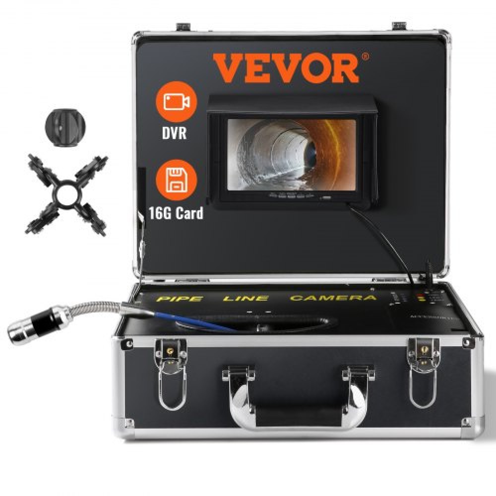 VEVOR Sewer Camera Pipe Inspection Camera 17,9 cm Screen 1000TVL Camera 30,5m Pipeline Inspection Camera με λειτουργία DVR, Αδιάβροχη κάμερα IP68 με 12 ρυθμιζόμενα LED, με κάρτα SD 16 GB για αγωγό αποχέτευσης, σπίτι, αγωγός αγωγών
