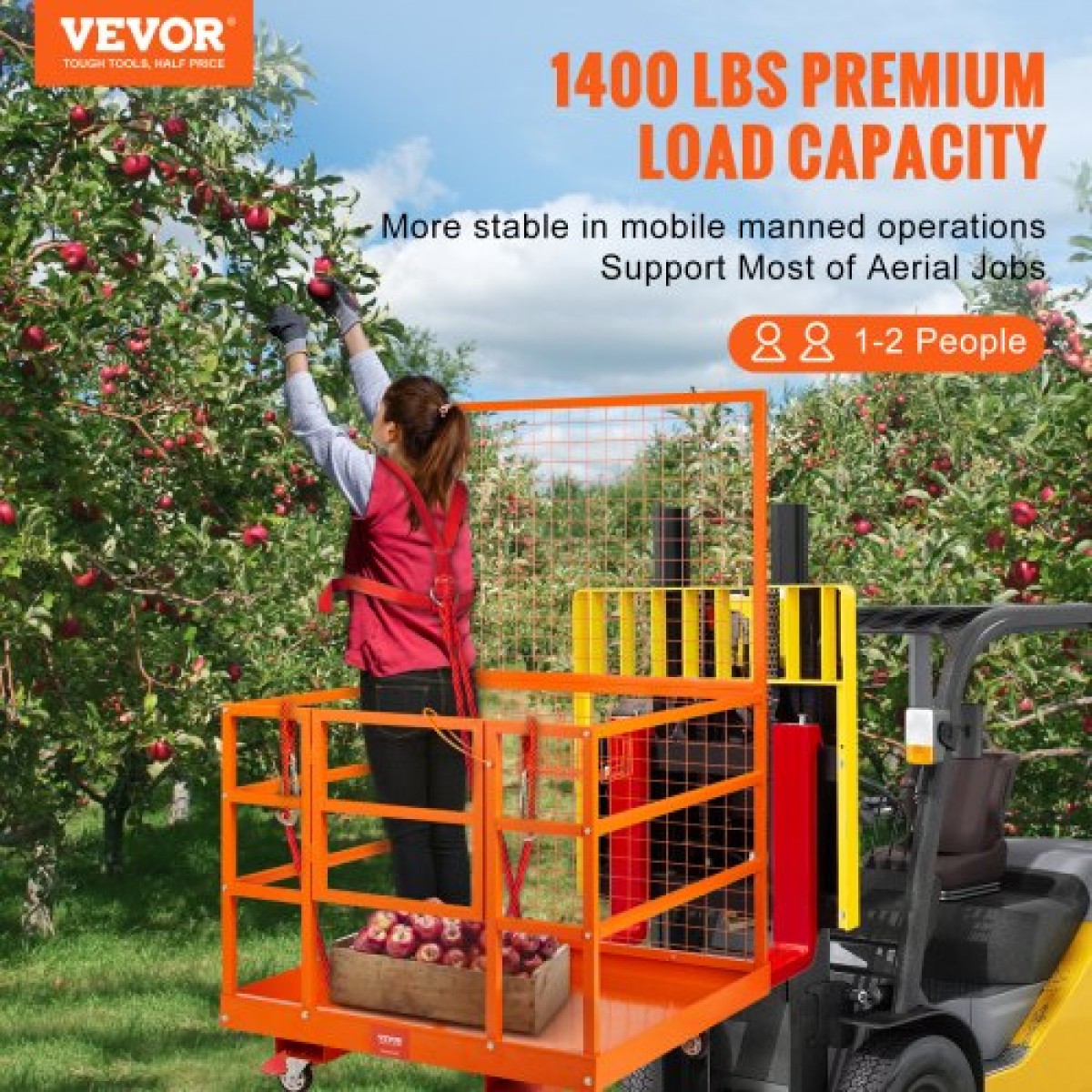 VEVOR Forklift Safety Cage Work Platform 109 x 114,3 cm 635 kg w/ Τροχοί για κεραία