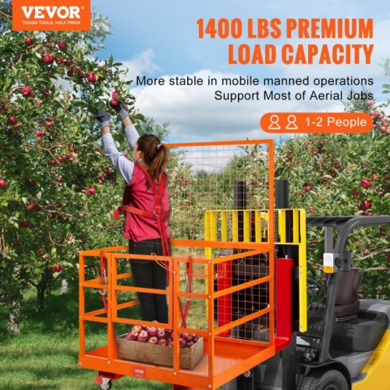 VEVOR Forklift Safety Cage Work Platform 109 x 114,3 cm 635 kg w/ Τροχοί για κεραία